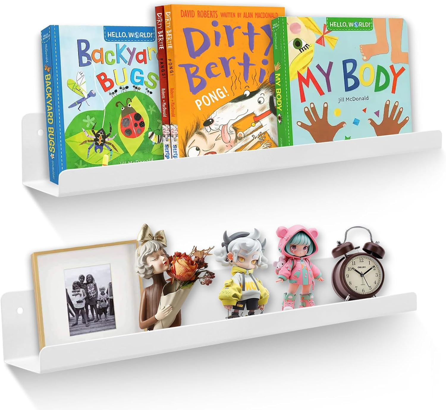 2-Pack Magnetic Book Shelf for Whiteboard – 17 Inch Reusable Metal Magnetic Shel
