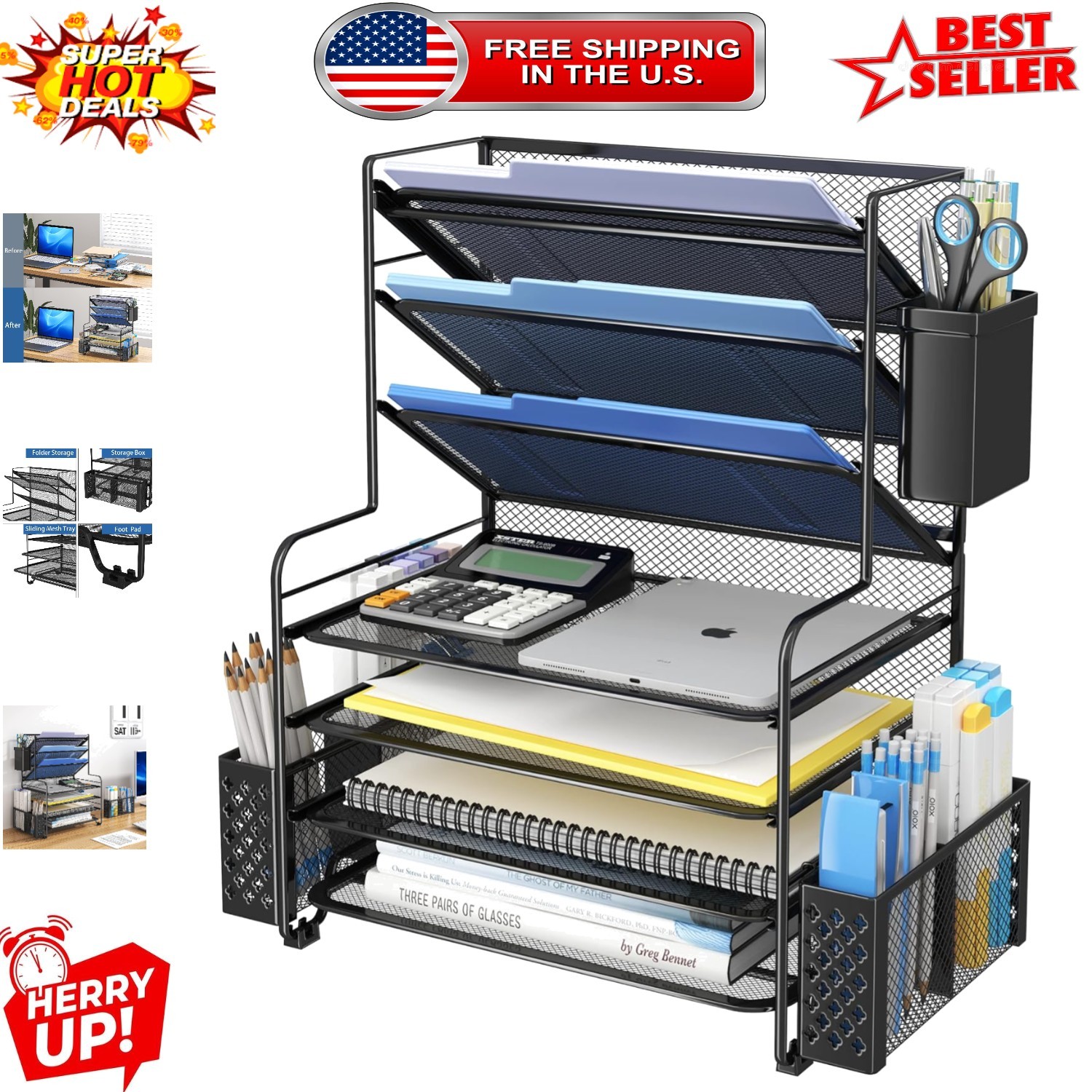 Multifunctional 7-Tier File and Pen Organizer – Efficient Office Management
