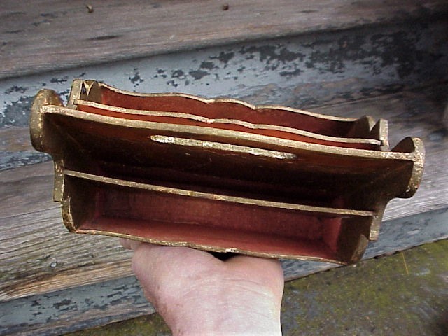 ORNATE Florentine Firenze Italy Brown Gilt Wood Toleware DESK ORGANIZER CARRYALL