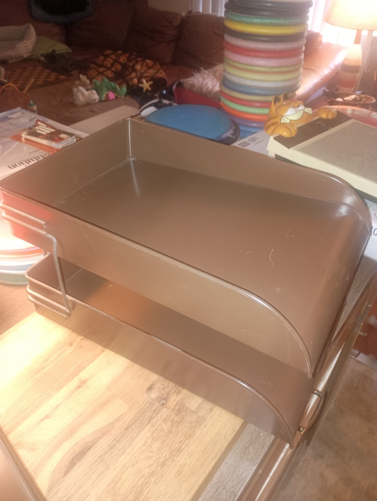 Vintage MCM Brown Globe-Wernicke 2-Tier Organizer Metal – FREE Single Tray!!!