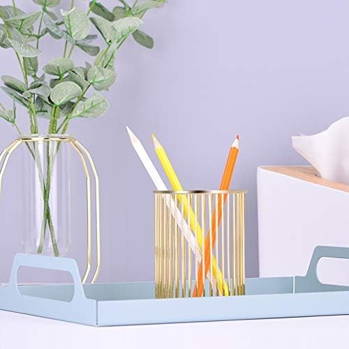 Gold Metal Pen Holder for Desk, Makeup Brushes Cup, Pencil Holders, Office&Home