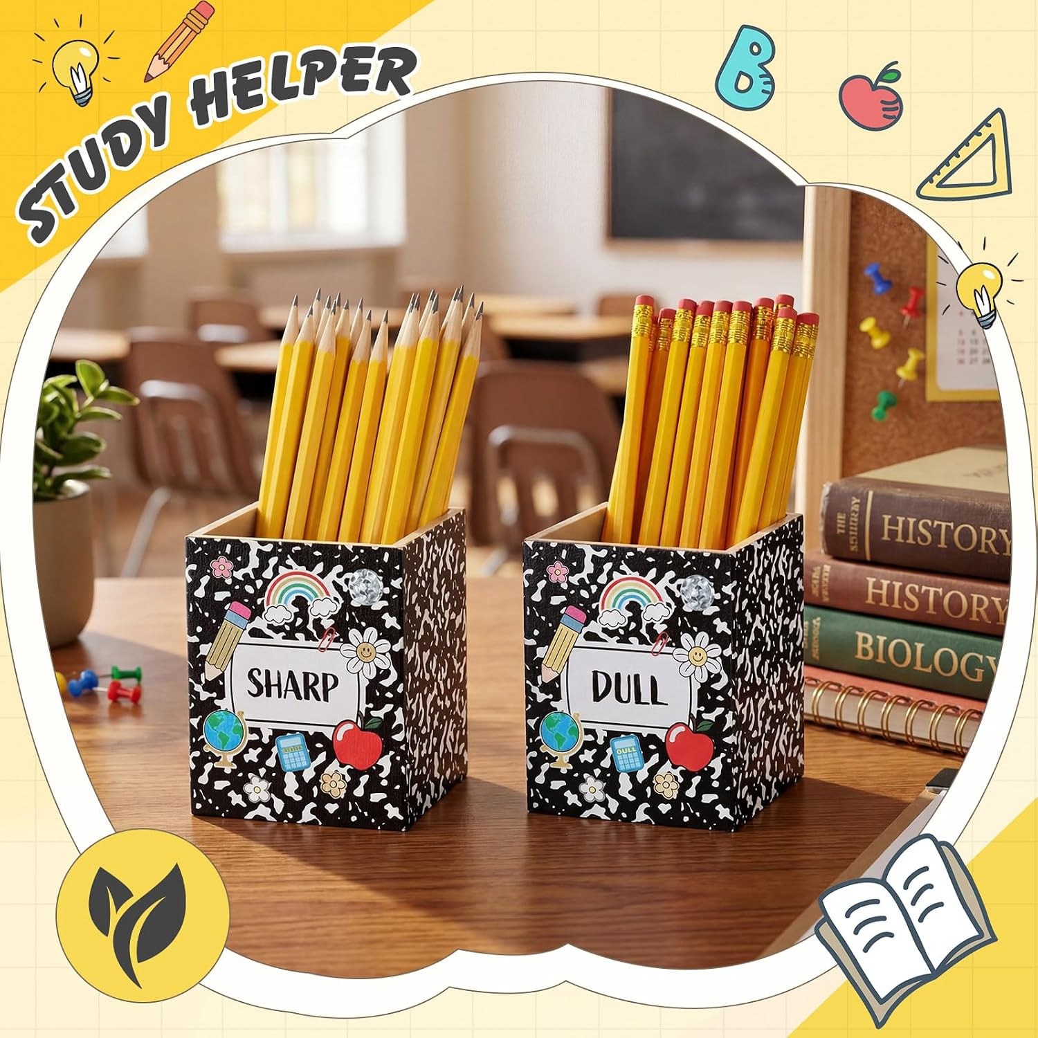 2 Pcs Notebook Shaped Holder Sharp Dull Holder Wooden Dispenser Pencil Storage w