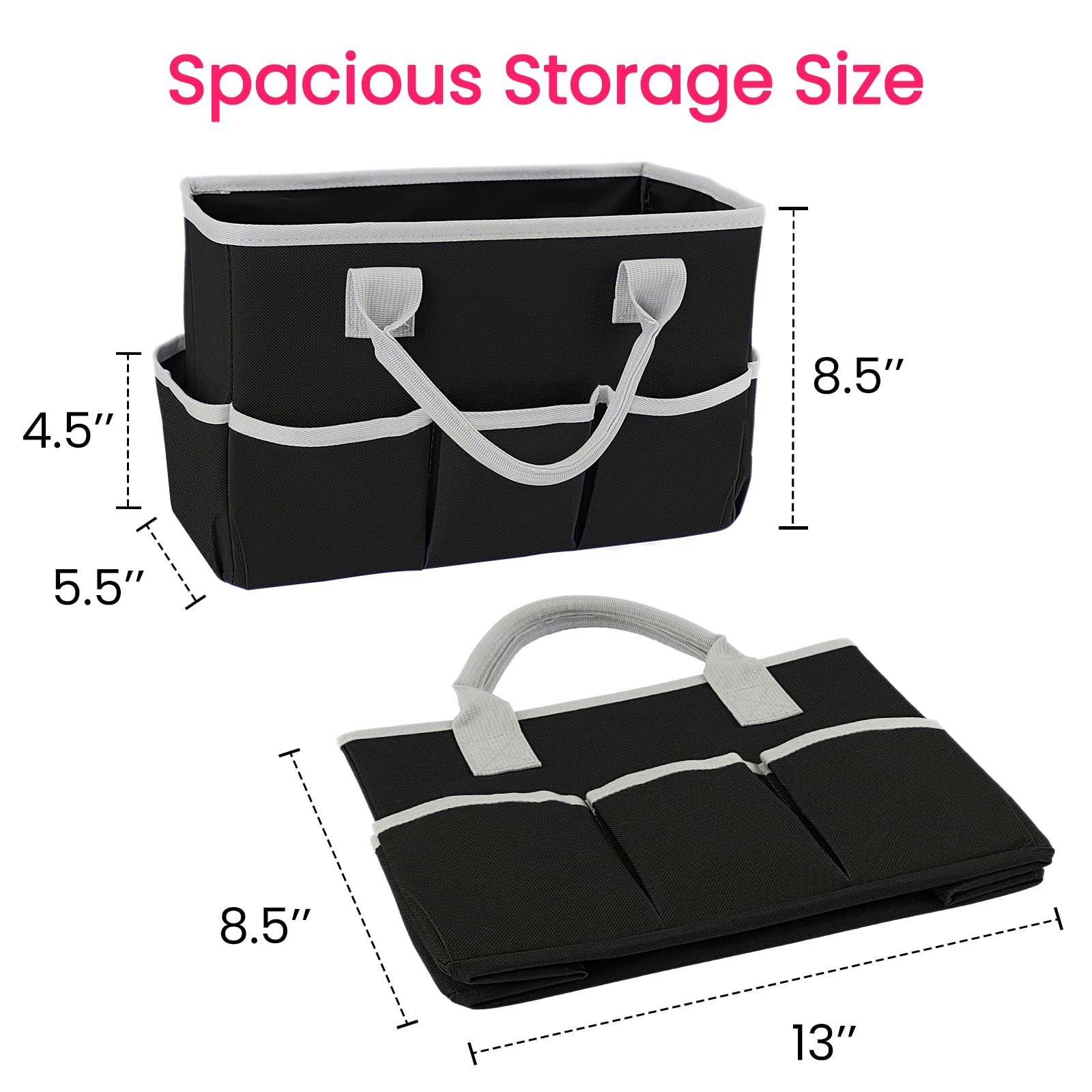 Desktop Tote Organizer Teacher Bag For Arts Books Stationery Makeup Black