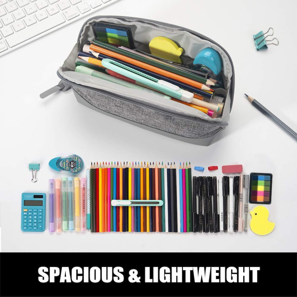 PU Leather Pencil Case Zipper Pouch for Pencils Pens Markers Makeups Coins