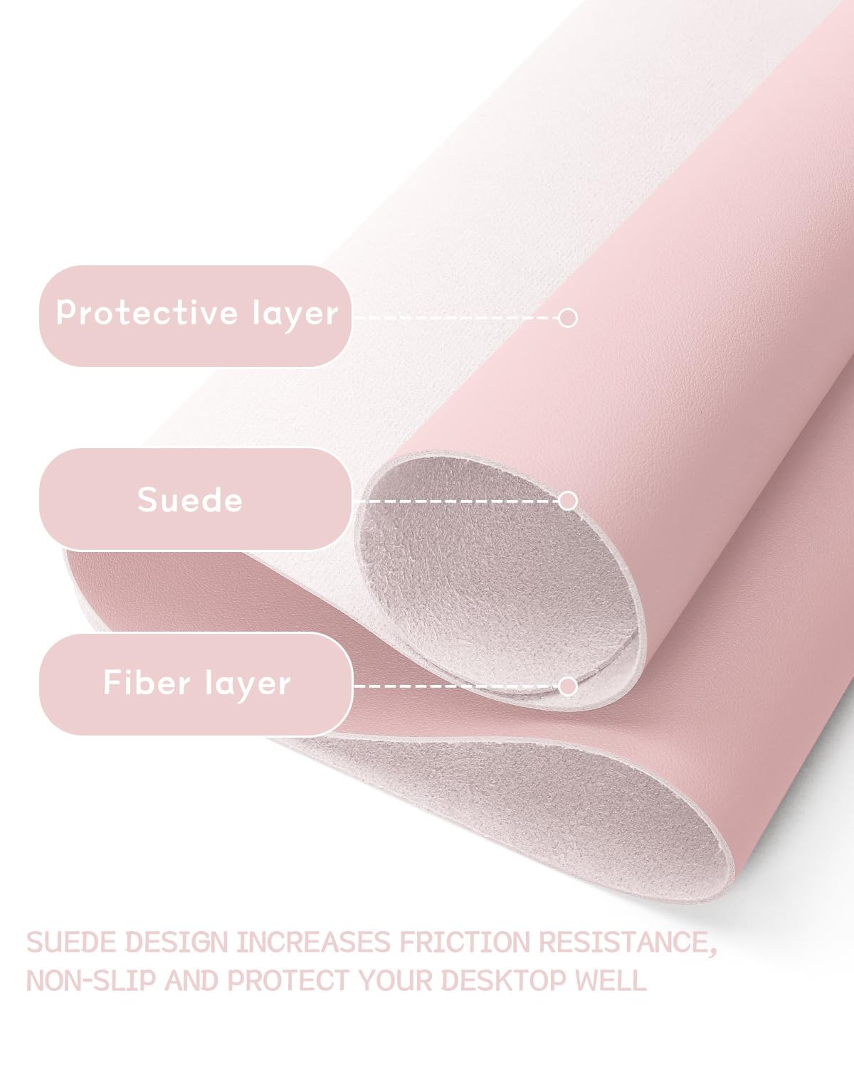 Writing Desk Pad Protector, YSAGi Anti-Slip Thin Mousepad 35.4″ x 17″, Pink