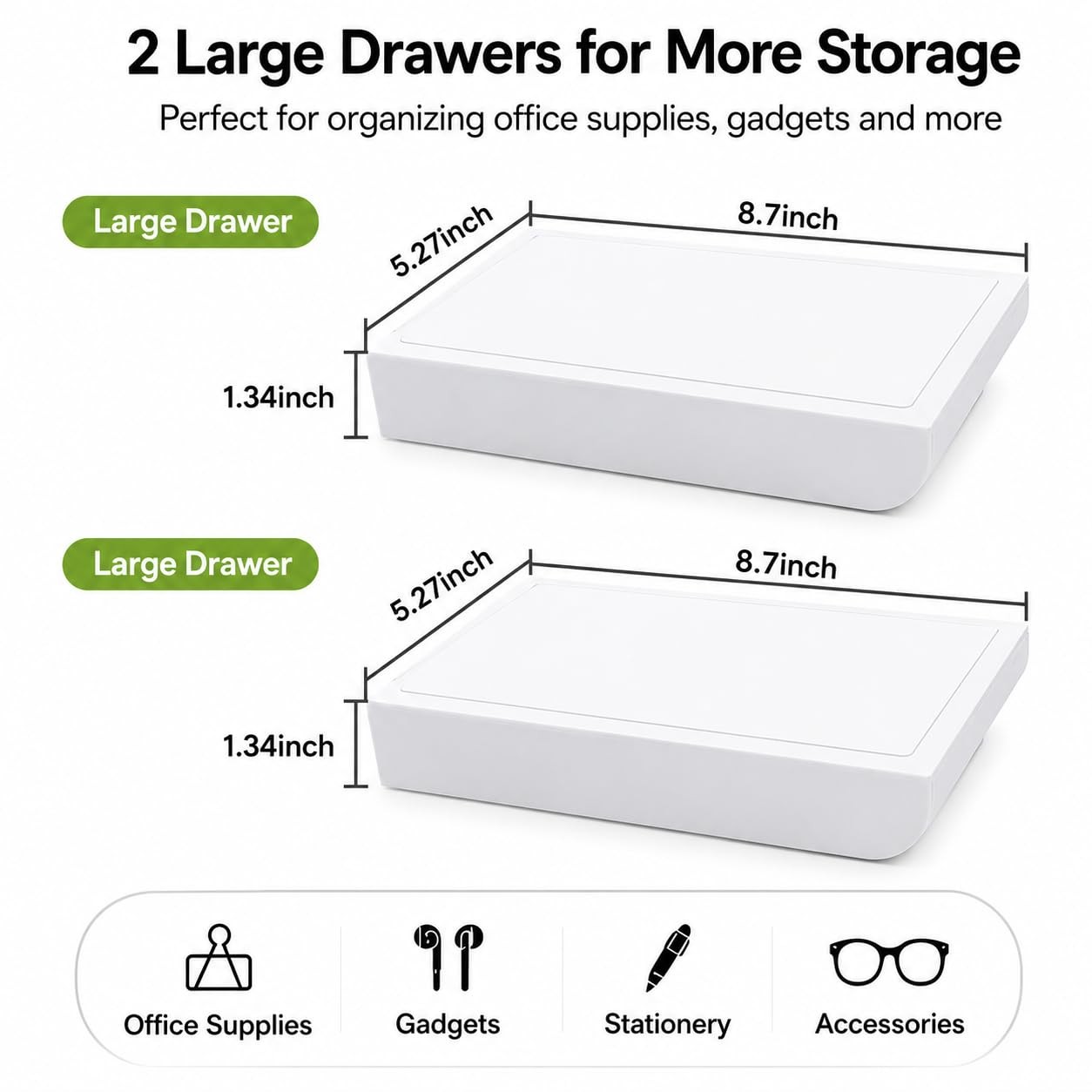 Under Desk Drawer Organizer, 2 Pack Self Adhesive Slide Out Desk Storage Draw…