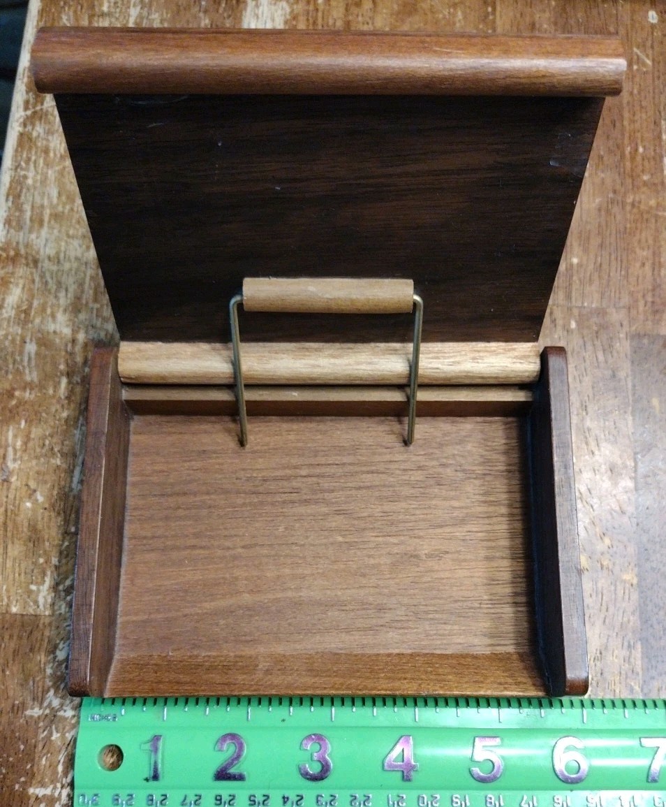 EIN Teak Wood Roll Desk Top Organizer Storage Box MCM Plus Note Card Holder 2 Pc