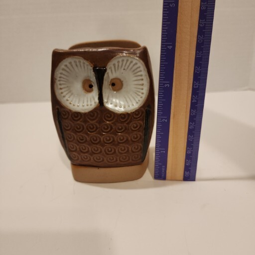 Vtg Brown Owl 4″ Stoneware Pen Letter/NotePad/Napkin Holder UCTCI Japan Ceramic