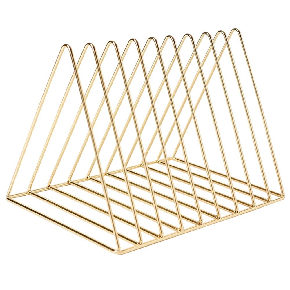 Sooyee 9 Slot Gold Magazine Holder, Desktop File 10.2”L X 7”W X 6.9”H,