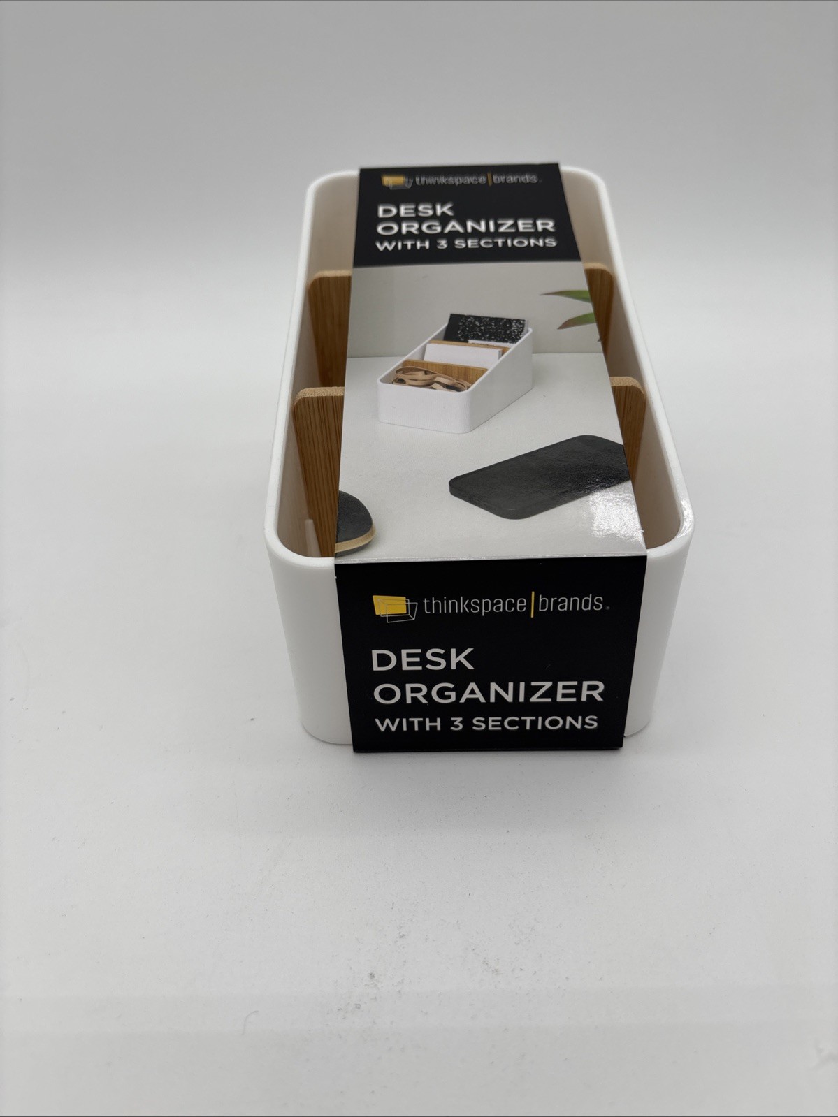 Thinkspace Desk Organizer 3 Compartment Storage White, NEW 3.75″ x 6.1″ x 4″