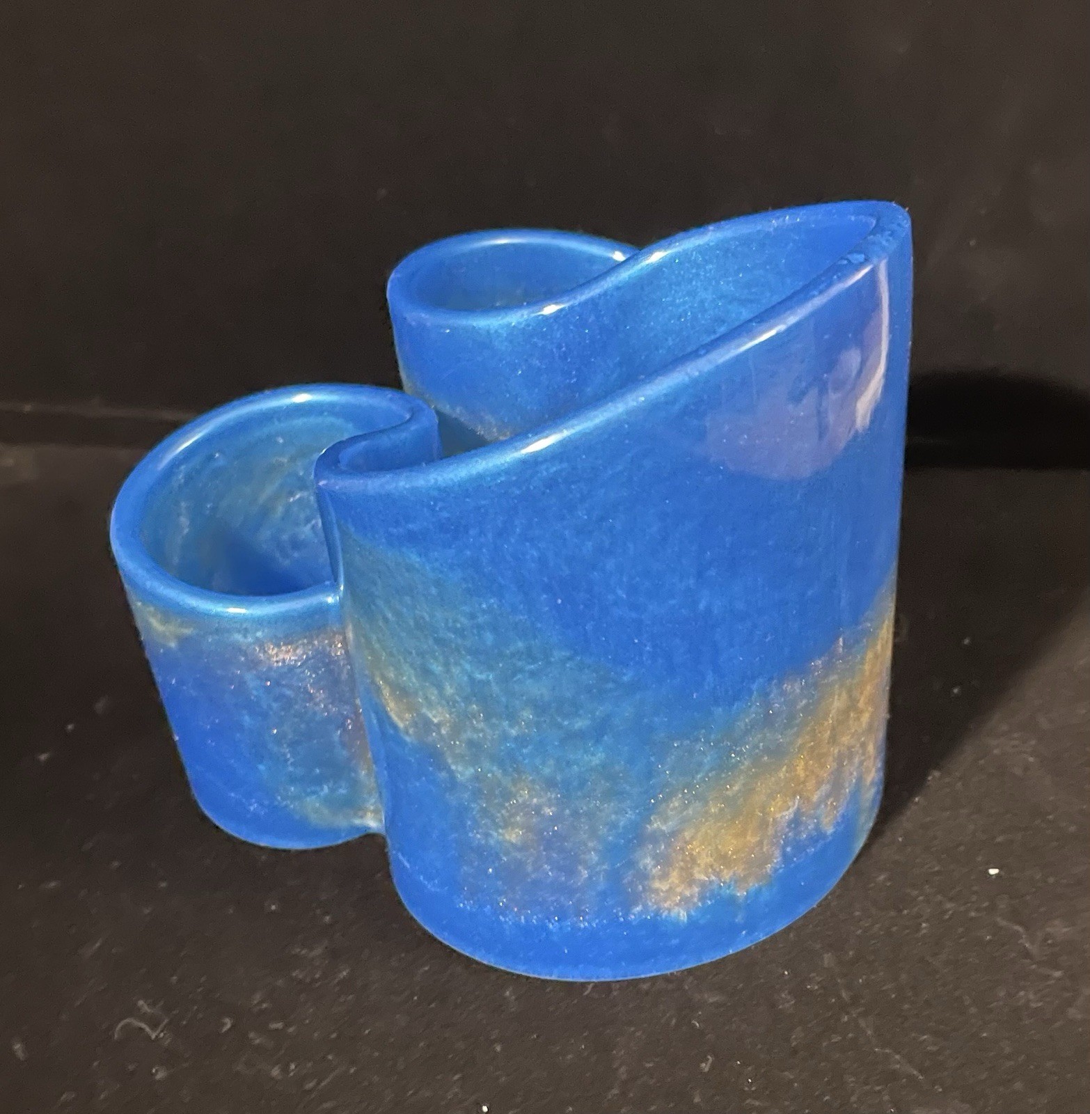 Blue Marble 3 Compartment Pencil Holder Desk Organizer for Pens, or Remotes.
