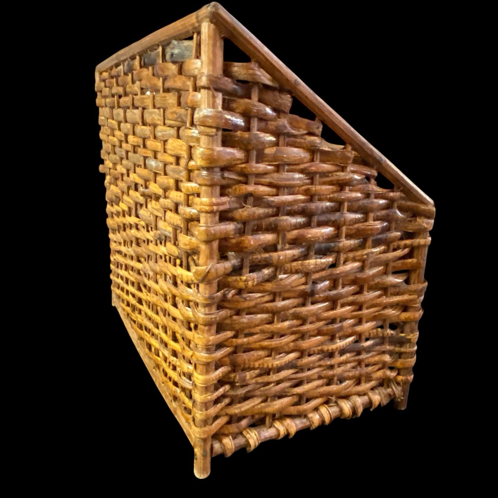 Vintage Wicker Rattan Desk Organizer Woven Shelf Office File Letter Holder READ