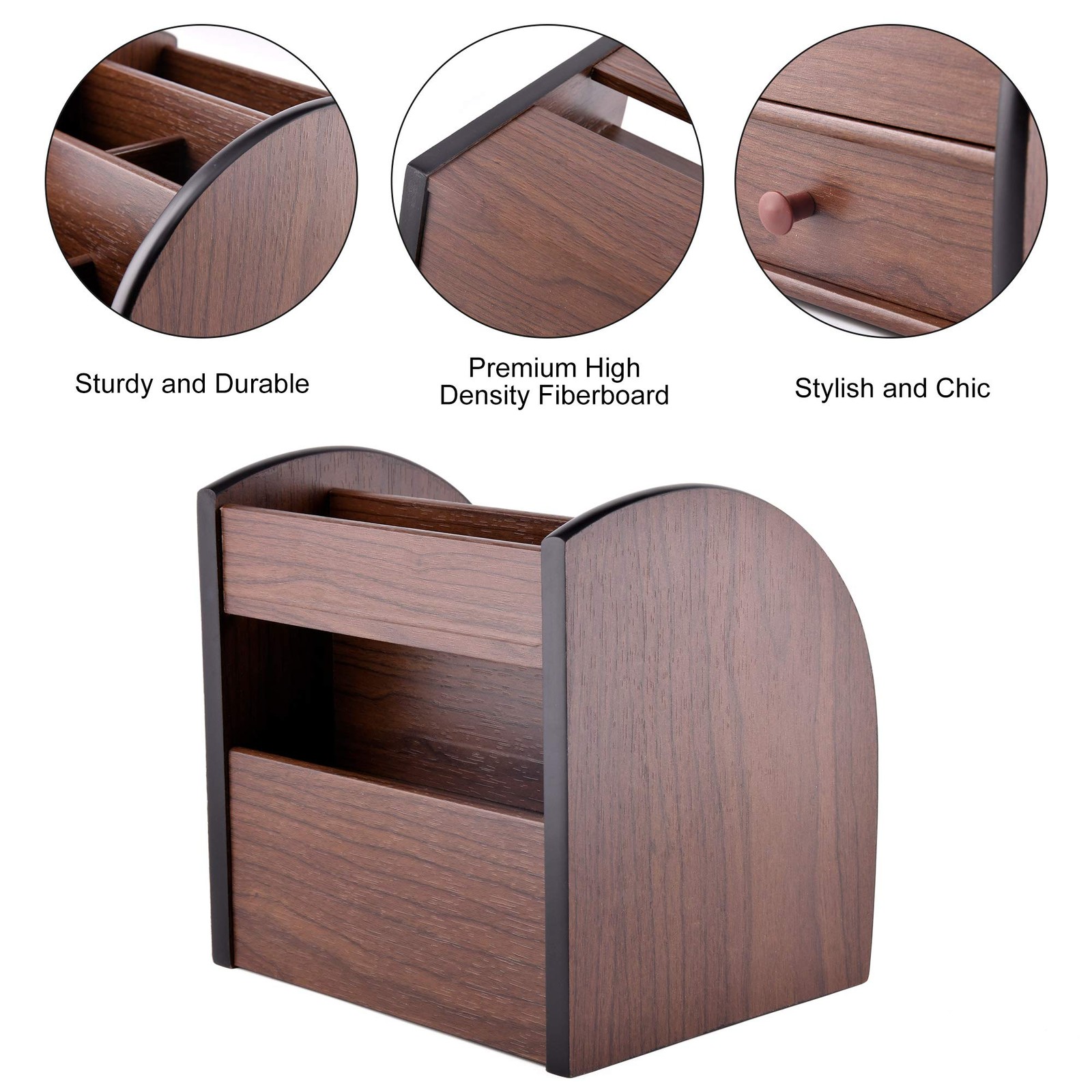 Wooden Desktop Organizer Drawer Multifunctional Office Supply Storage
