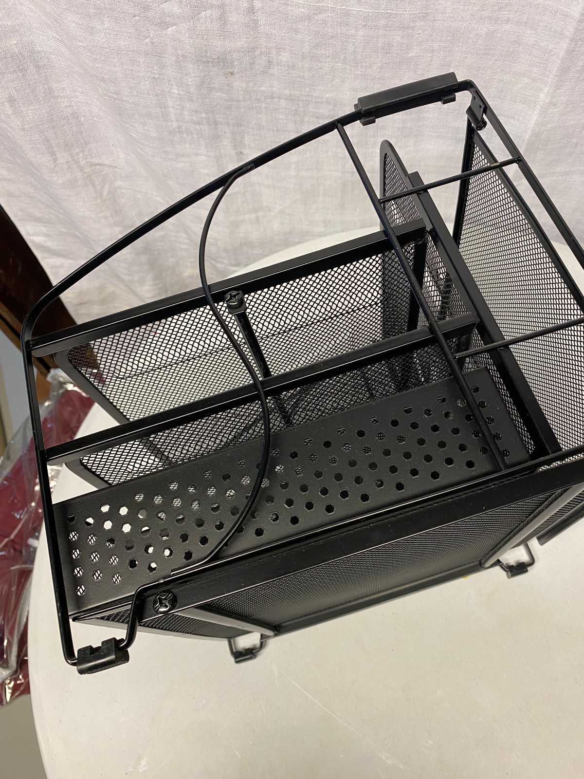 Black Wire Desk Organizer – Drawer, 2 pull out shelves & a vertical file slot