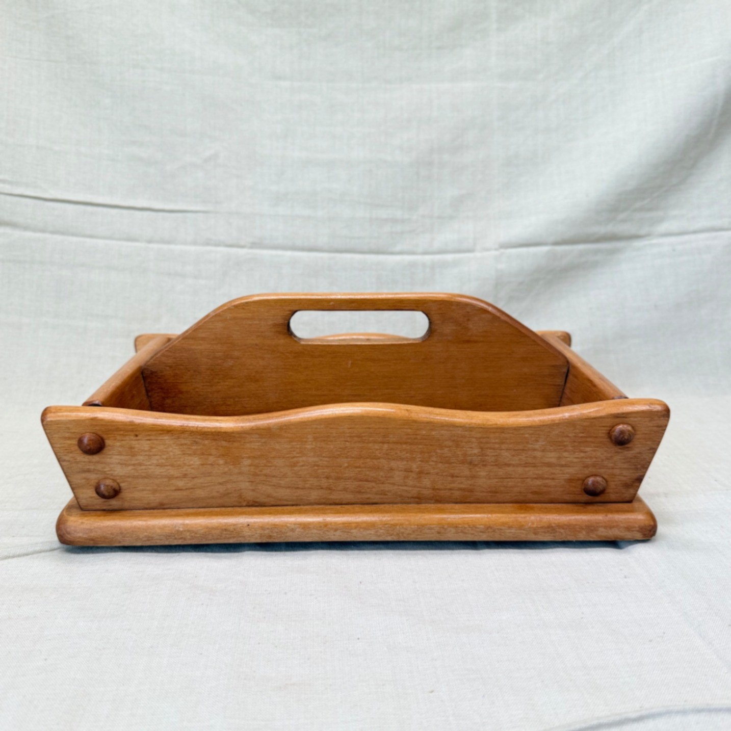 Vintage Wooden Mail Organizer Desktop Entryway Catchall Office Storage