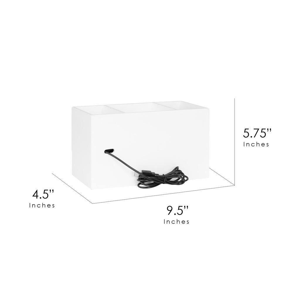 White 9.5 In. X 5.75 In. MDF Modern Desktop Organizers and Storage for Pens and