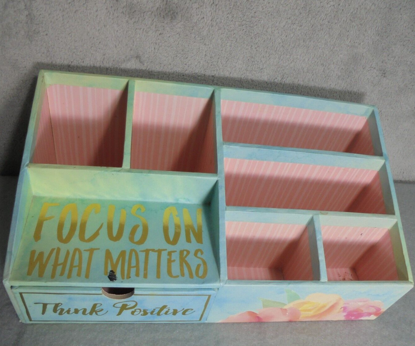 Ashland Decorative Box Office Desk Organizer Cardboard Letter Mail Clips Floral