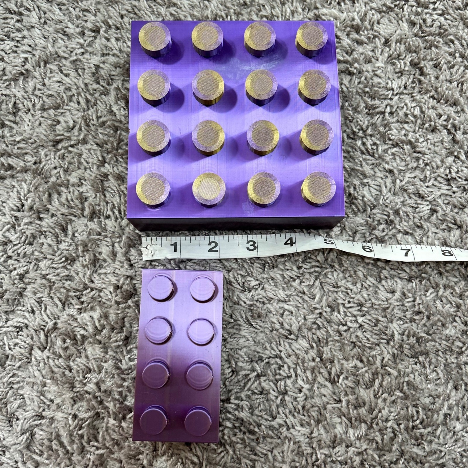Purple Gold 3D Printed Building Block Desk Organizer Set Drawer Tape Dispenser