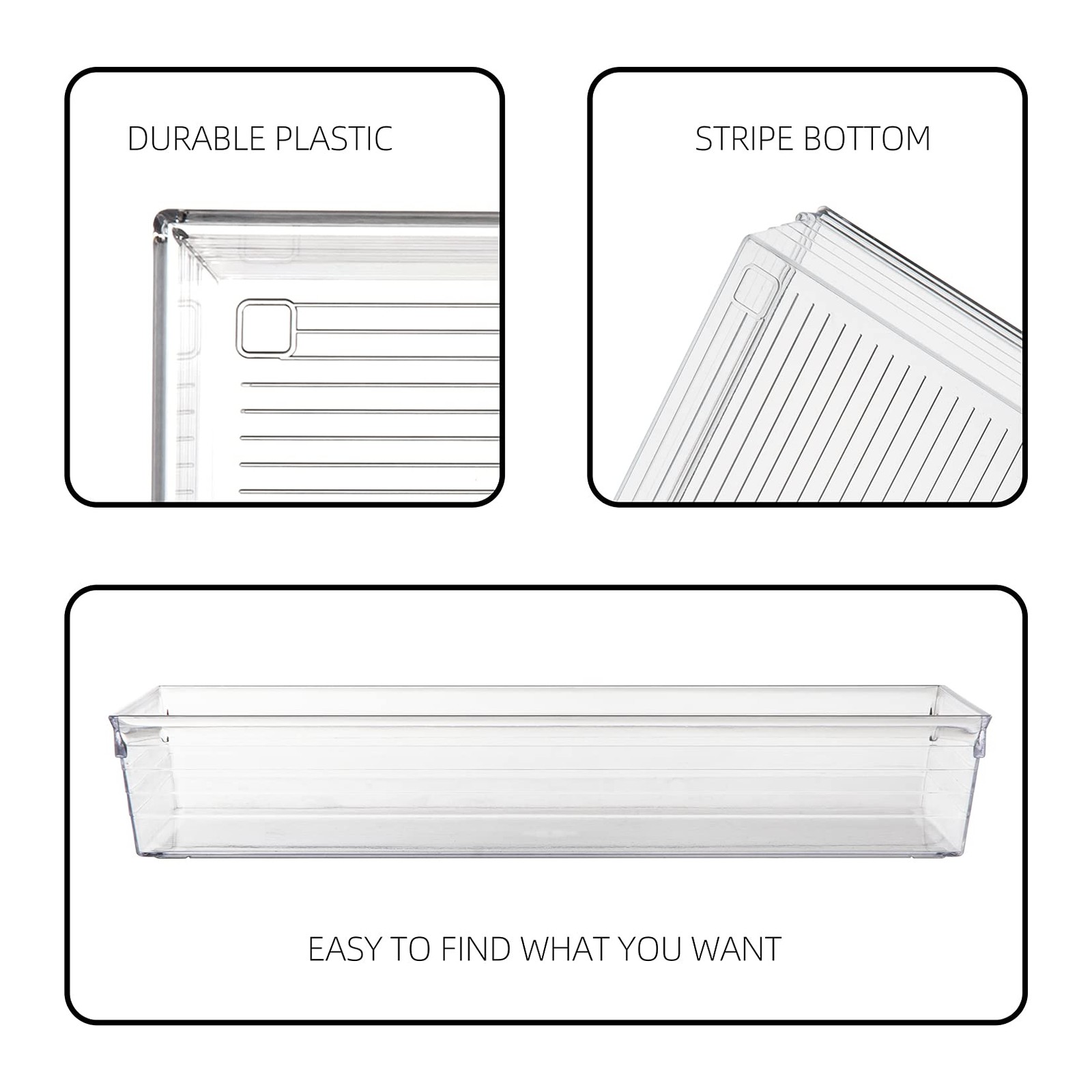 Backerysupply 4 Pack Storage Bins For Bathroom Cosmetic Makeup Transparent