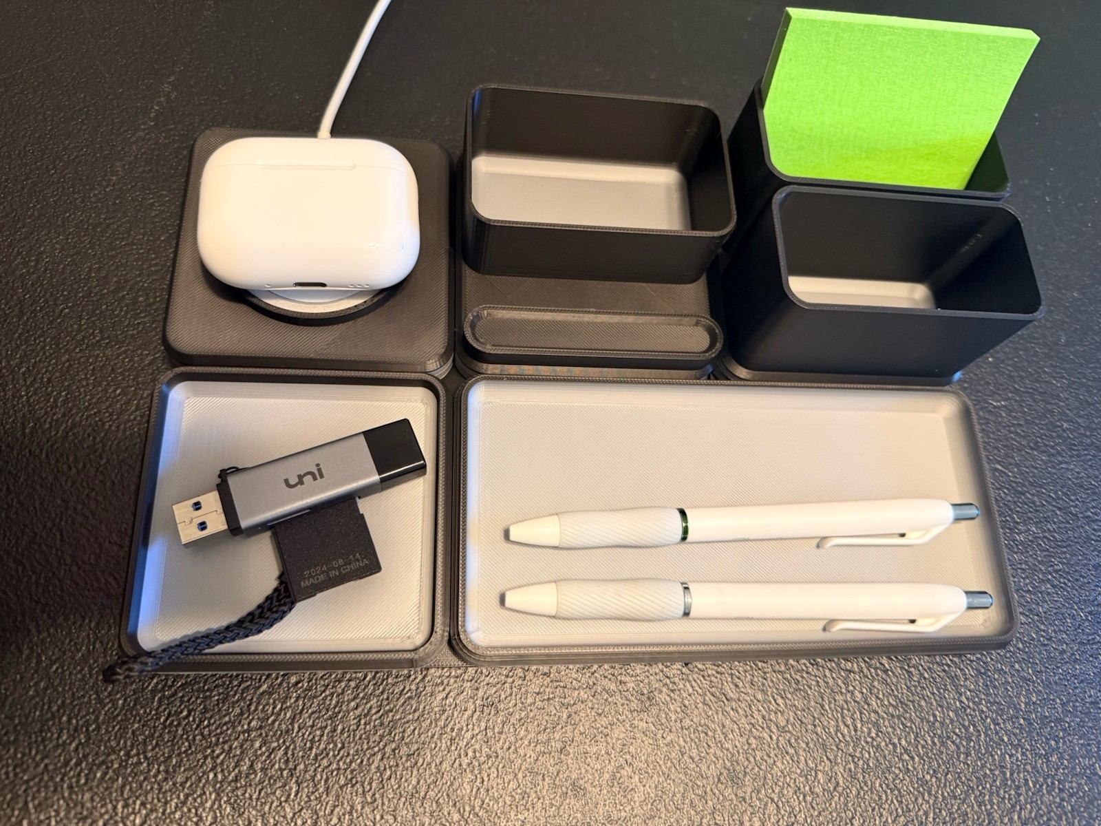 Modern Desk Organizer With Phone Stand Pen Holder Charging Puck 10 X 7
