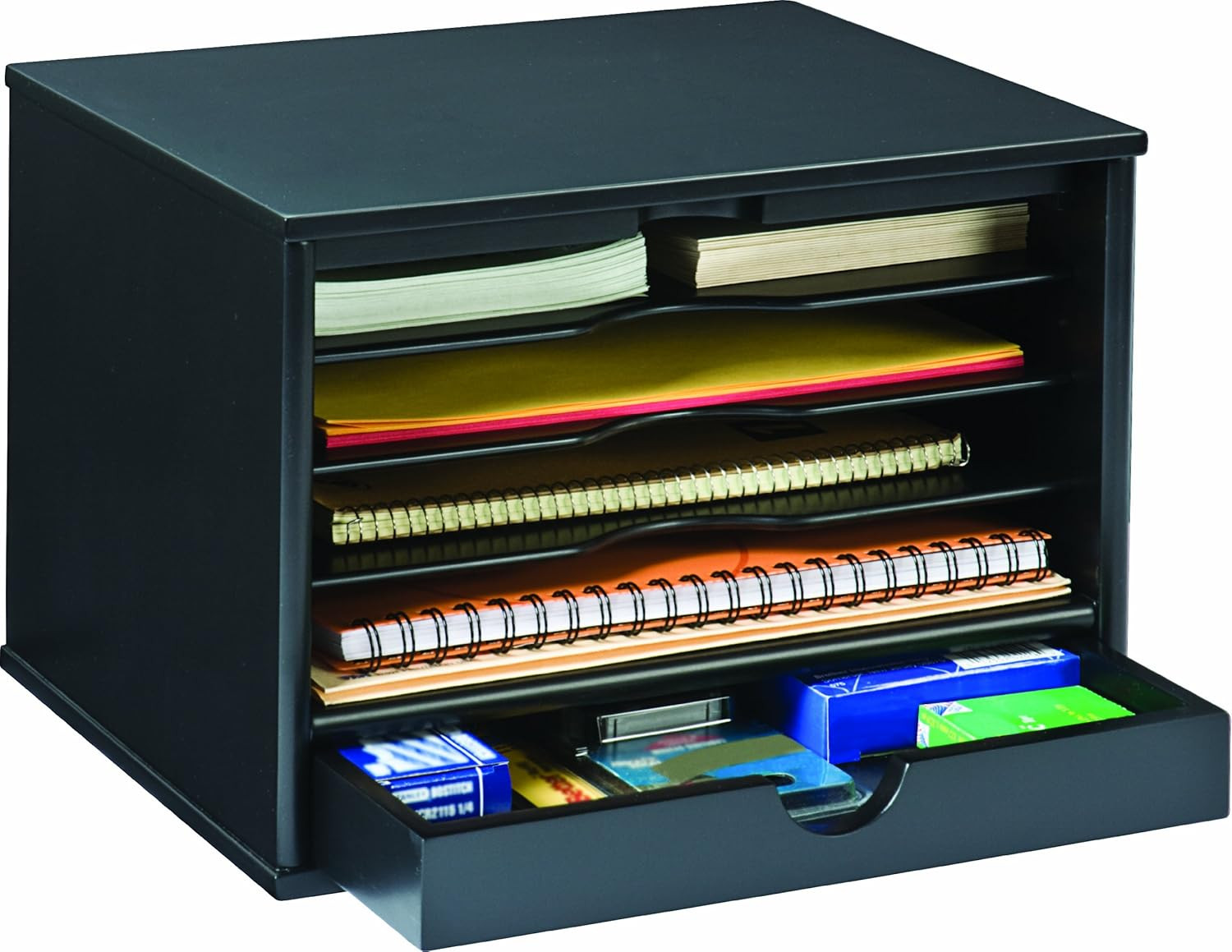 Wood Midnight Black Collection, 4-Shelf Desktop Organizer, Black, (4720-5)
