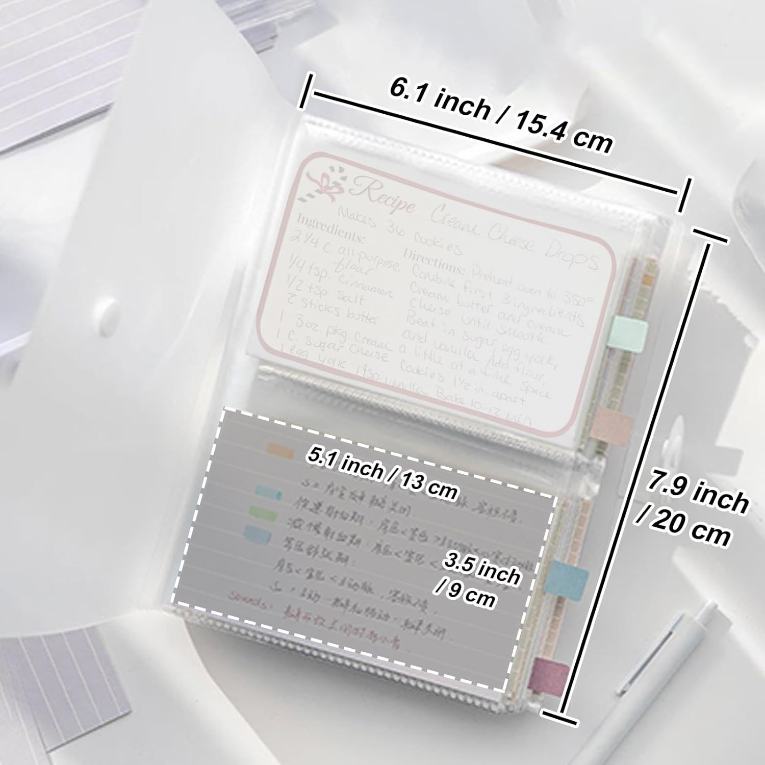 2 PCS 3X5 Index Card Organizer, Index Cards Clear Plastic Holder