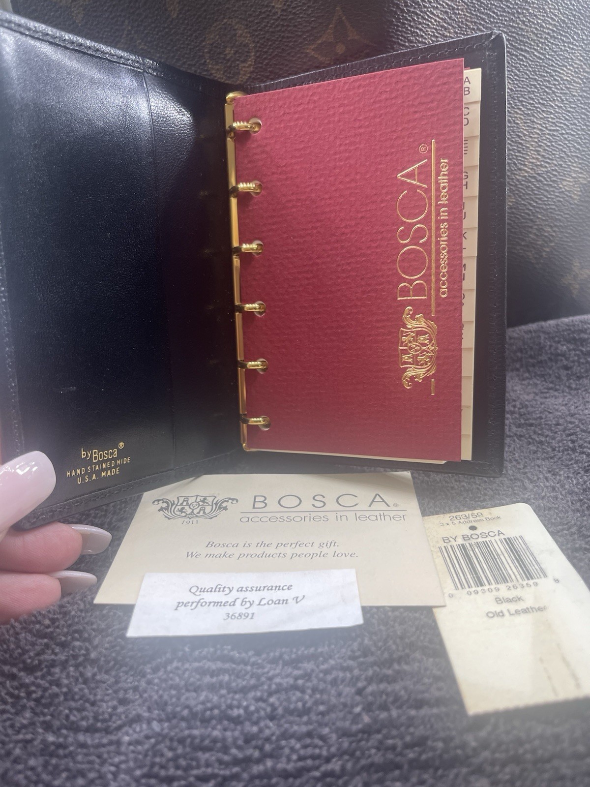 Bosca 3×5 Address Book Black “Old Leather”