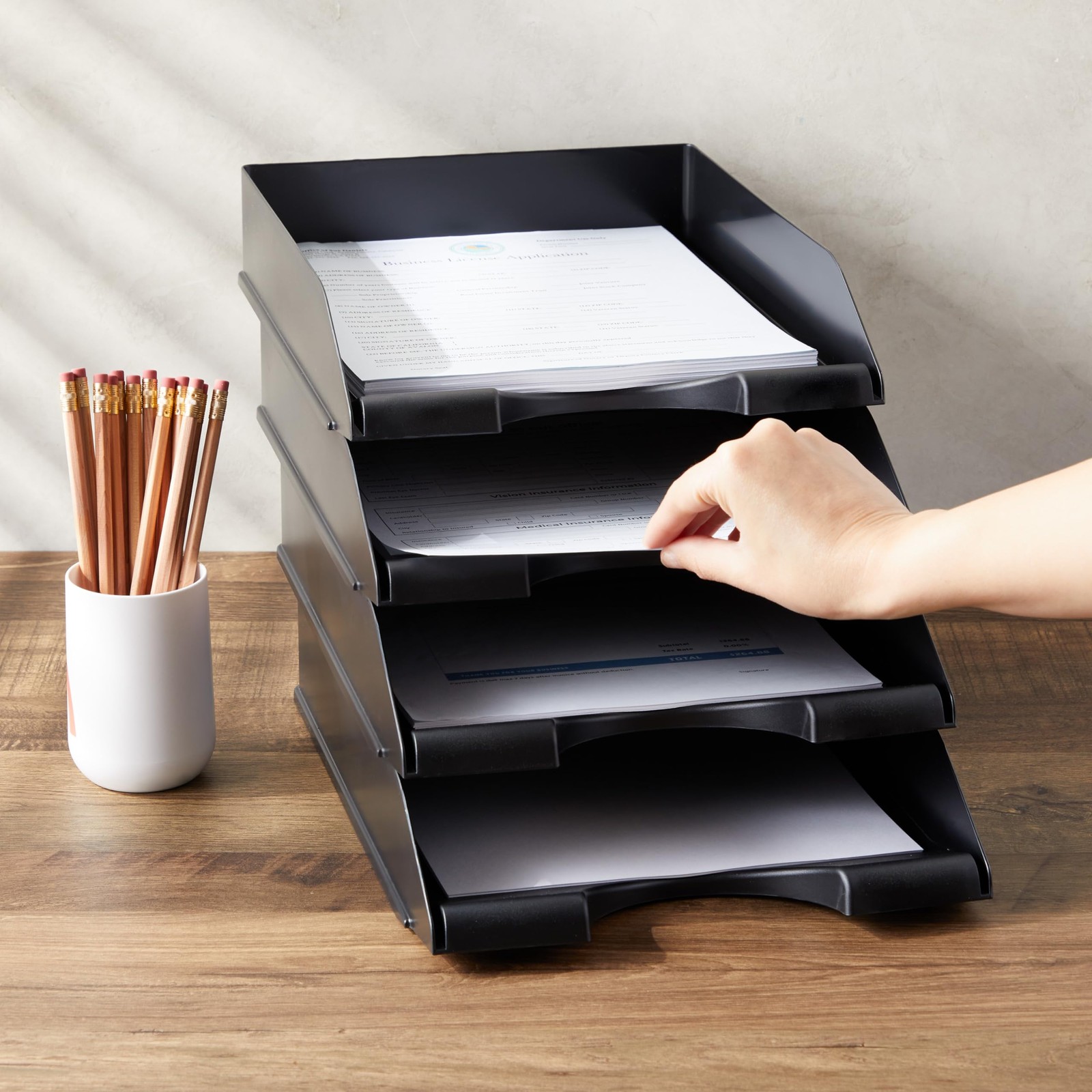 Letter Tray – Stackable Desk Organizer Trays – Desktop File Organizer – Mail …