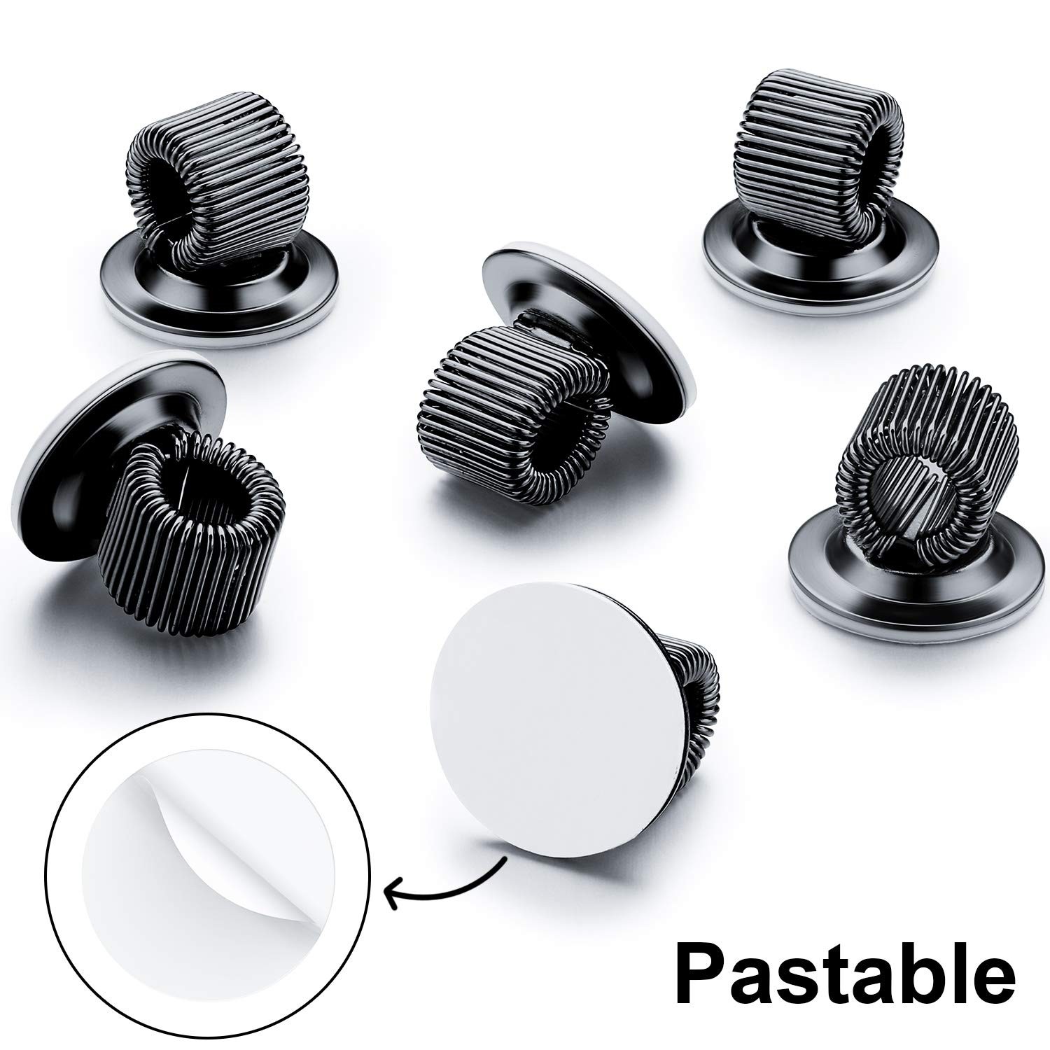 Adjustable Spring Loop Pen Holder, 10 Pcs Adhesive Pencil Clip, Black