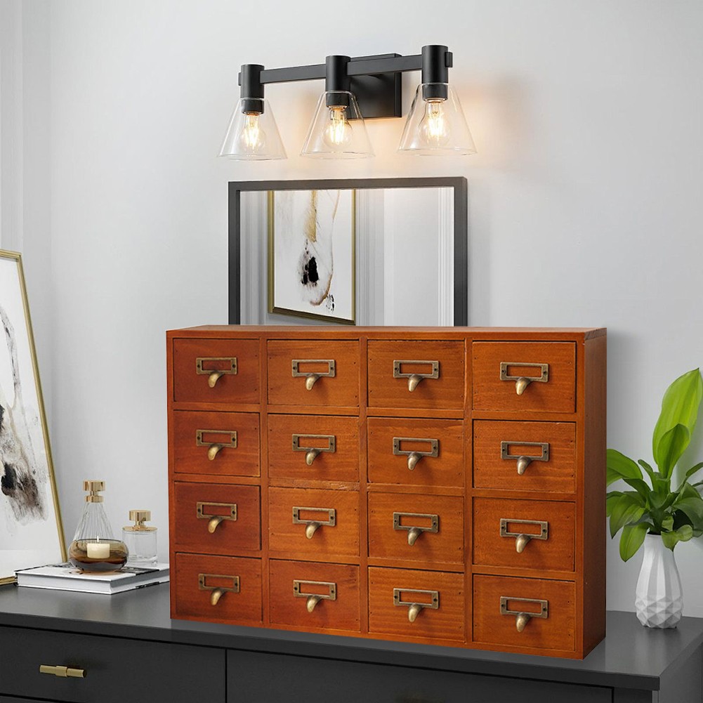Card Catalog Cabinets Multifunction Rustic Wood Desk Drawers for Countertop
