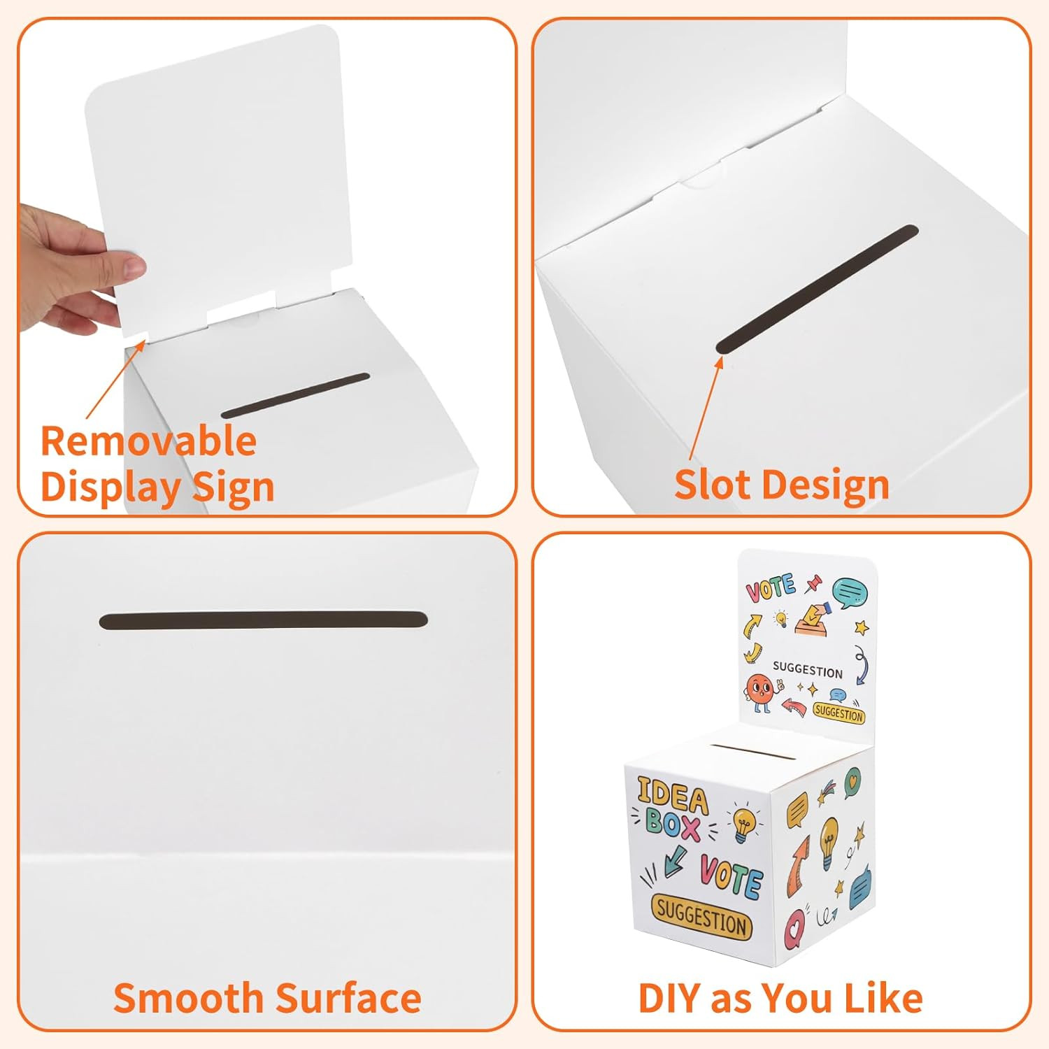12 Pack 6X6X6 in Suggestion Boxes for Raffle Ticket, Voting Ballot | Removable D