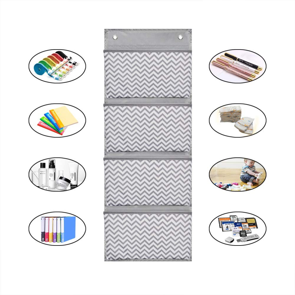 Eamay Wall Mount/Over Door File Hanging Storage 4 Pocket – Wave Pattern