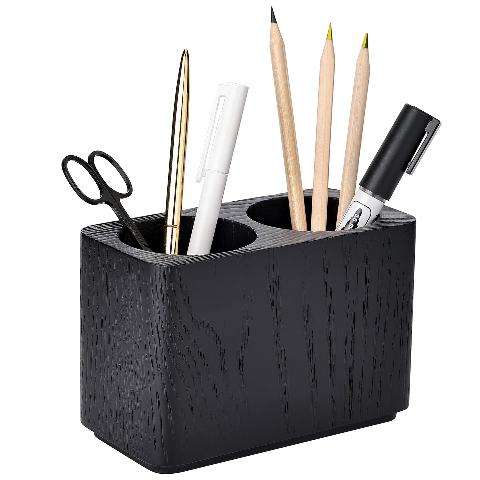 Oak Solid Wood Pen &Pencil Holder for Desk, Office Stationery Organizer, Tabl…