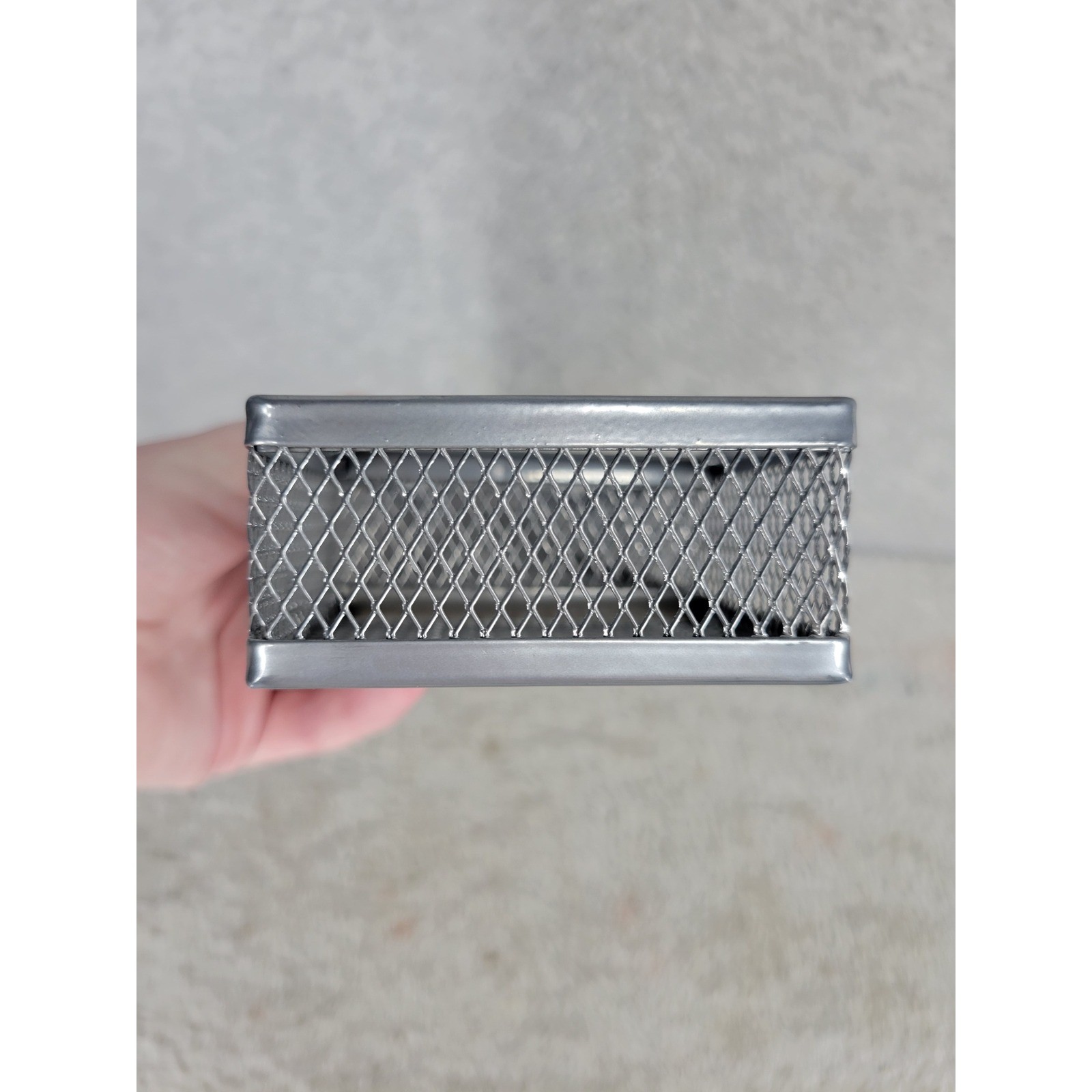 Mesh Desk Organizer Pen Pencil Holder Storage Tray Silver Metal