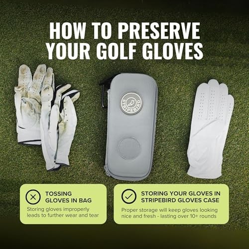 Golf Gloves Case Cool Gray Nylon Mesh Zipper Pouch Storage for 6 Gloves