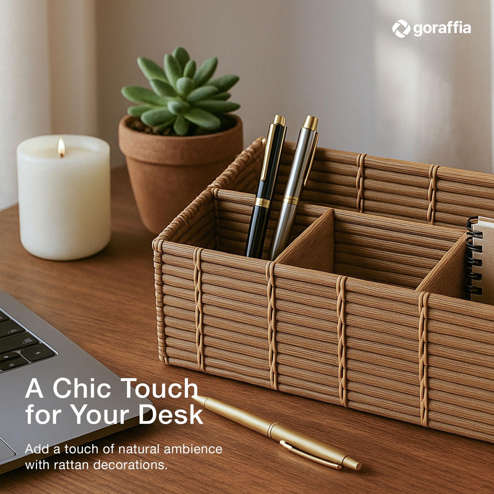 Rattan Desk Organizer – 4-Slot Letter Holder & Mail Organizer Countertop, 12….