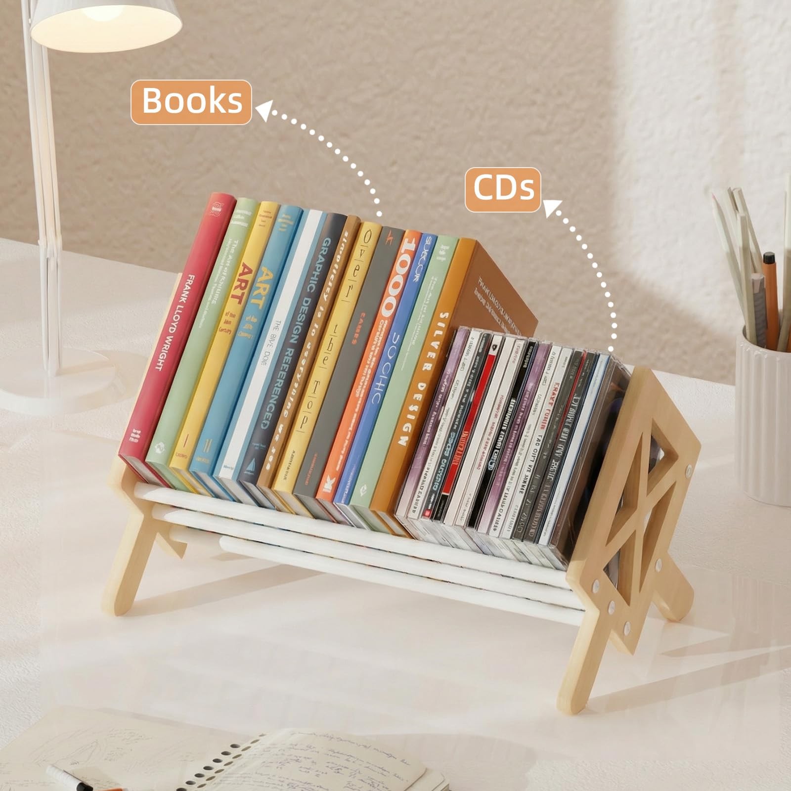 ART-GIFTREE Desktop Bookshelf 15.75 inches x 9.17 x 8.86 inches, White