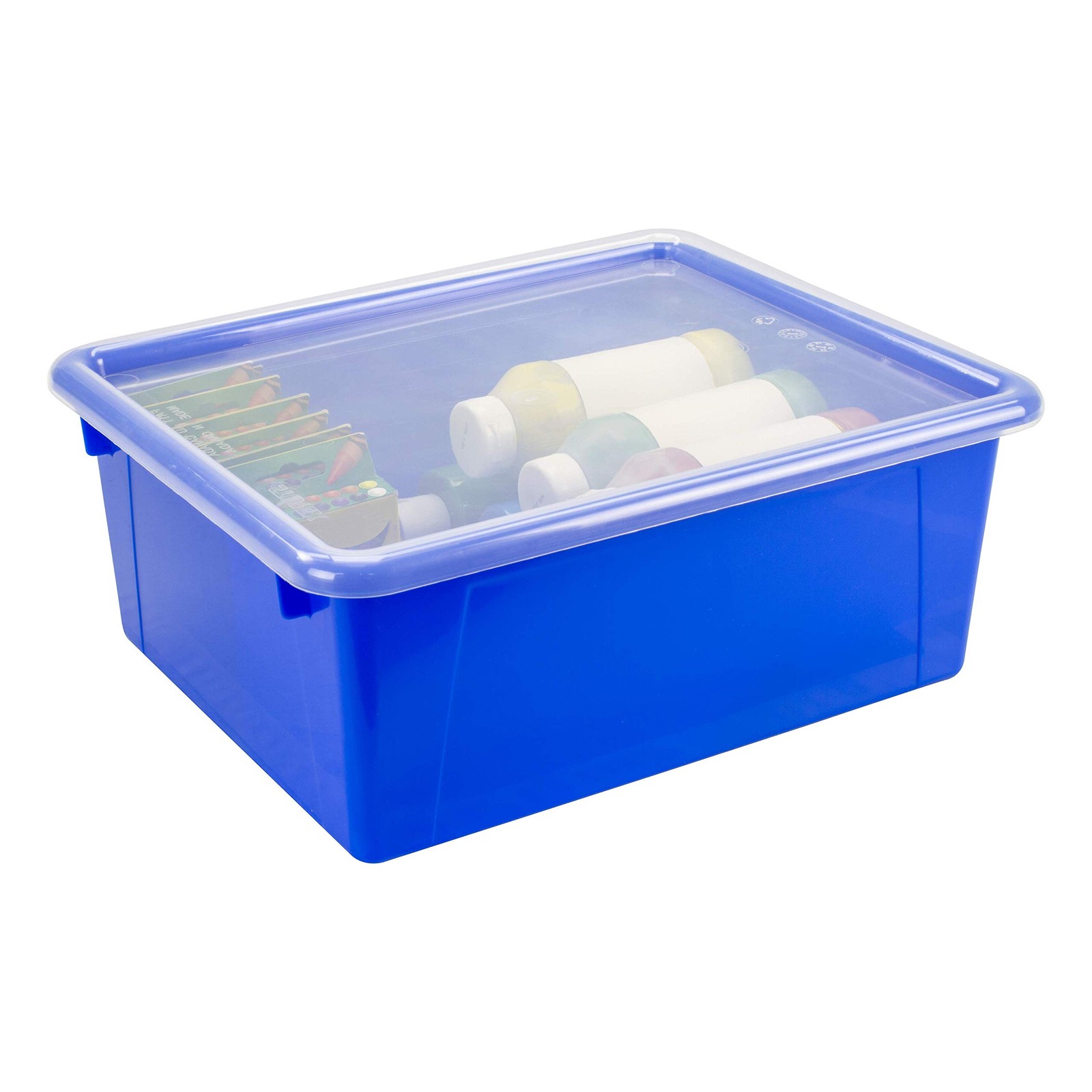 Storex Letter Size Deep Storage Bin Non-Snap Lid For Classroom Office And Home