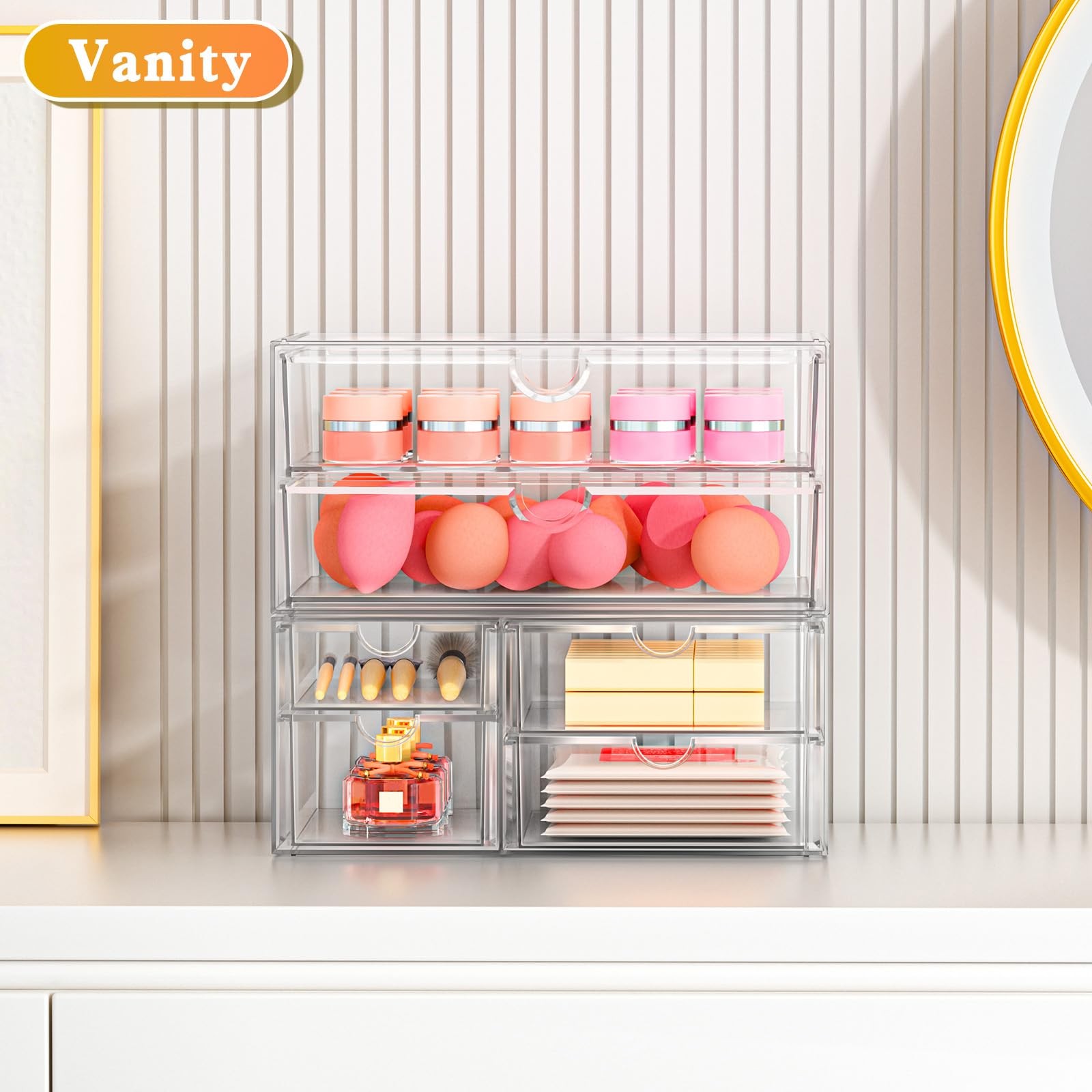 ARSTPEOE Acrylic Organizer with 6 Drawers, Bathroom Counter Organizer, Makeup…