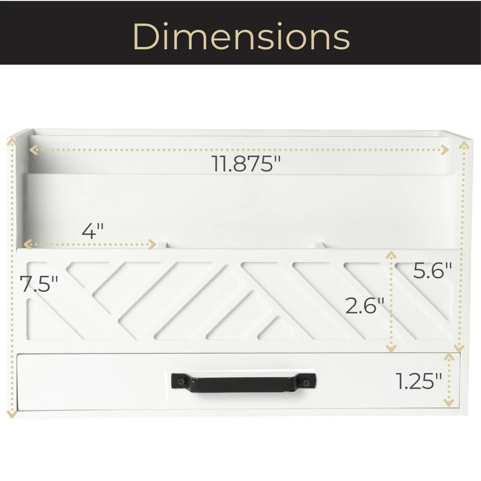 Blu Monaco White Wooden Mail Organizer with Drawer, Desk Caddy, Home Office New