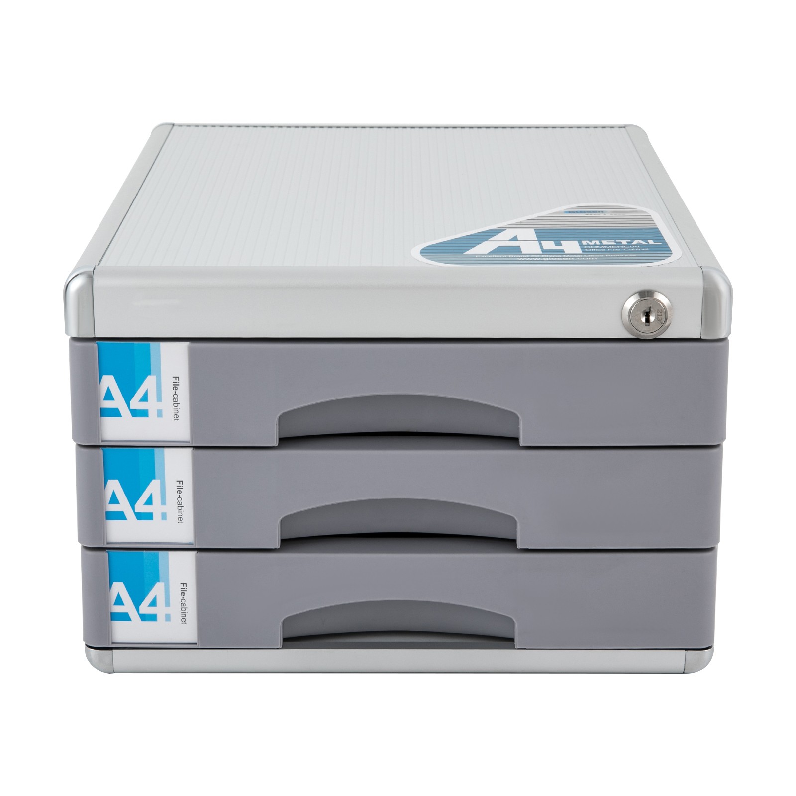 File Box Storage Filing Desk Organizer Locking File Cabinet 3 Drawers for Office