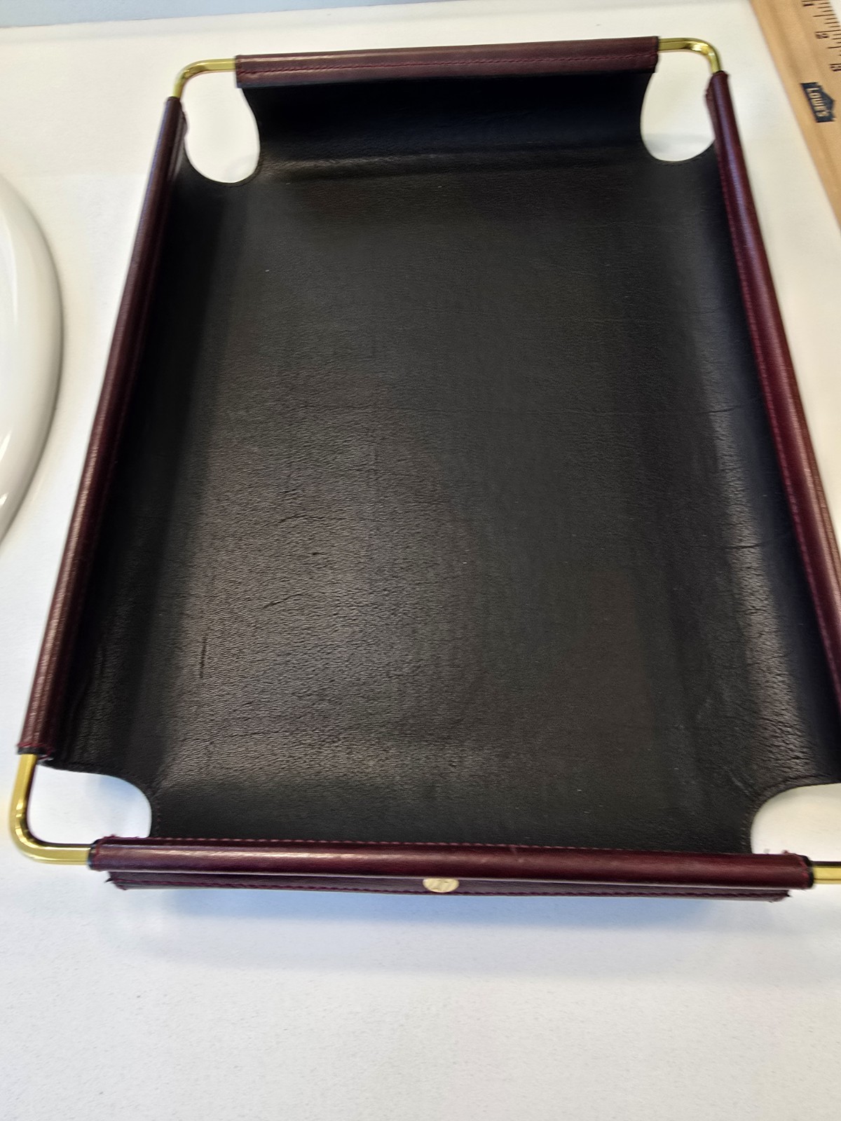 Gold Pfeil Burgundy Leather Desk Organizer Set