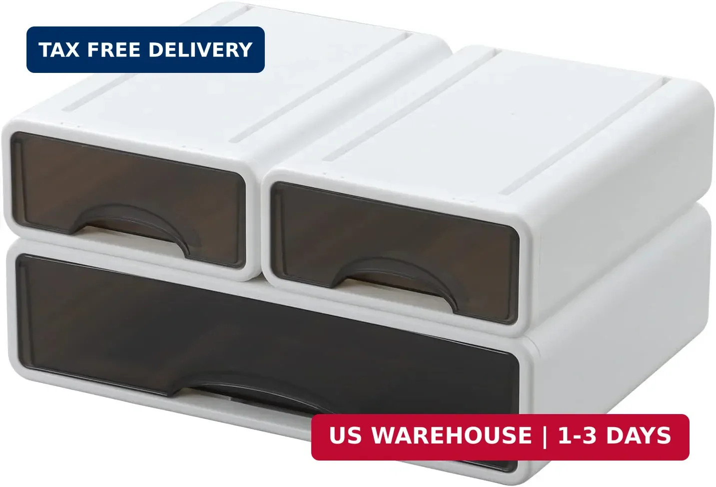 White Desktop Drawers for Paper, Stackable Office Storage Drawers for Desk, Craf
