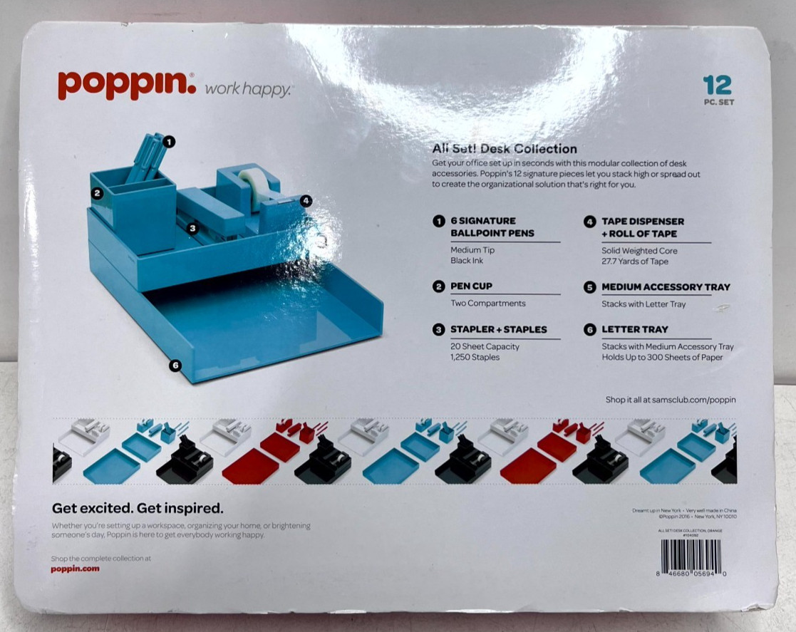 Poppin All Set Desk Collection 12 Pc Orange Office Organizer Set New