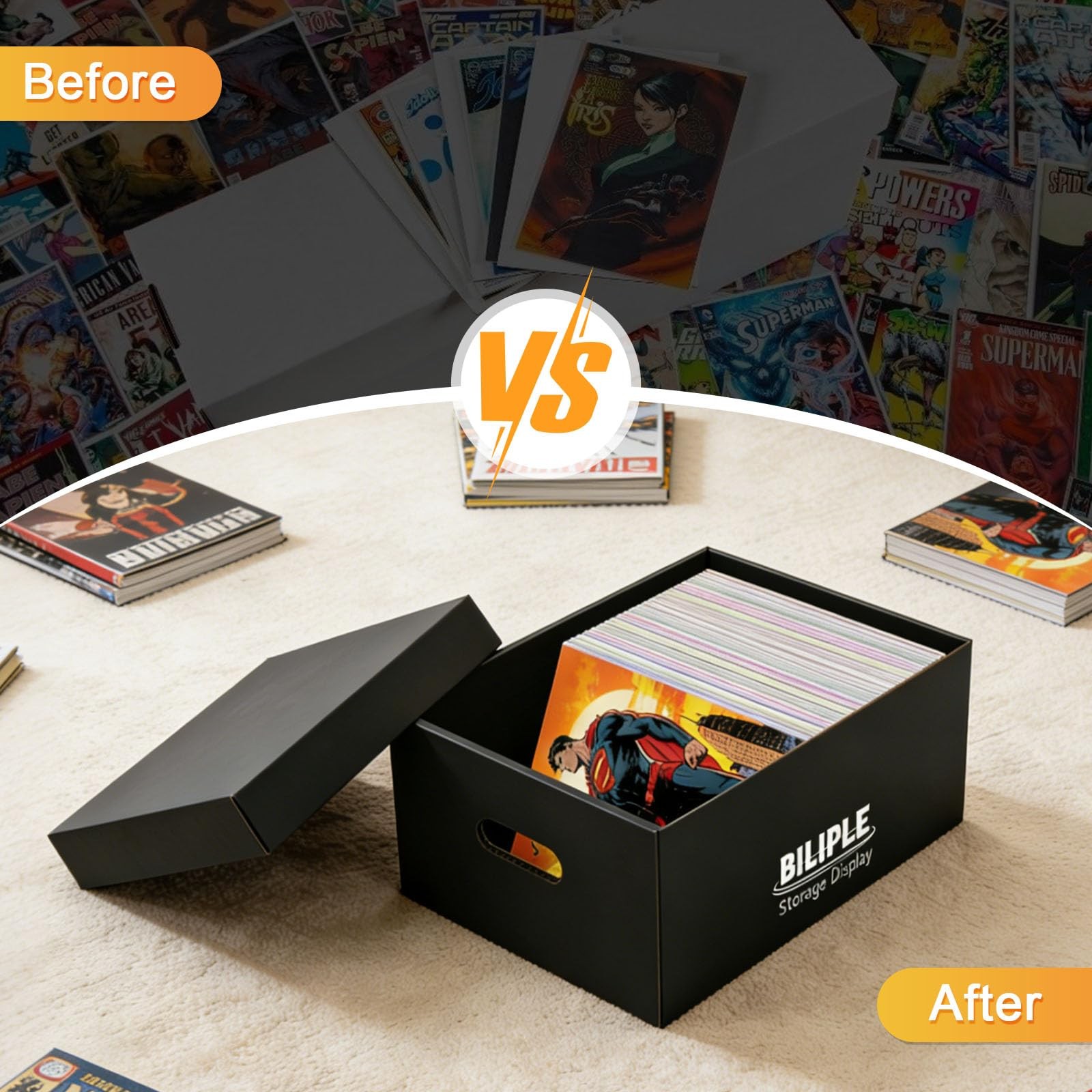5 Pack Comic Book Storage Box 15.8″ X 7.2″ X 10.7″, Thick Cardboard 5