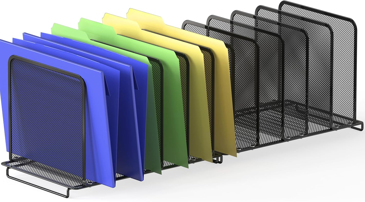5 Section Upright File Sorter Organizer, Black – 2 Pack
