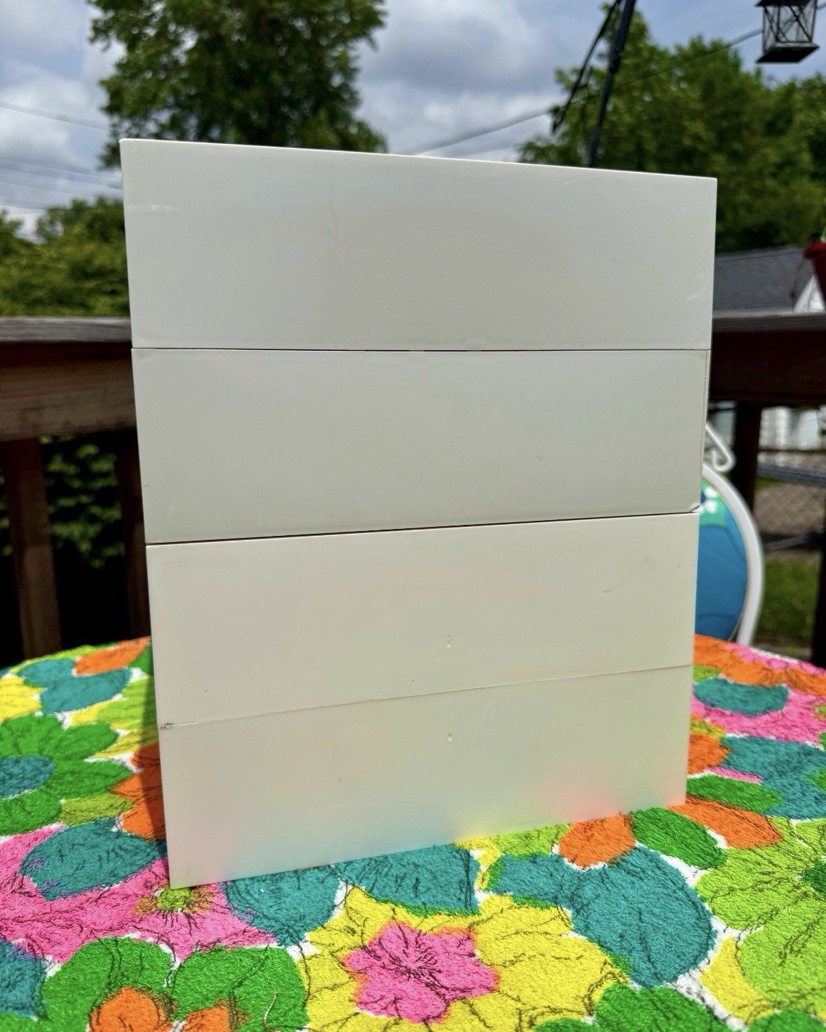 Vintage 70s Large Orange & White Space Age Plastic Desk Organizer ONE ONLY!