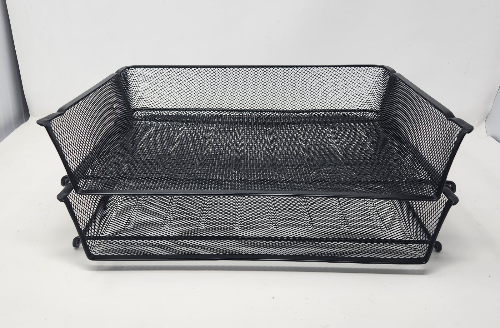 2 Pack Stackable Metal Mesh File Holder Trays Document Holder, Desktop In Basket