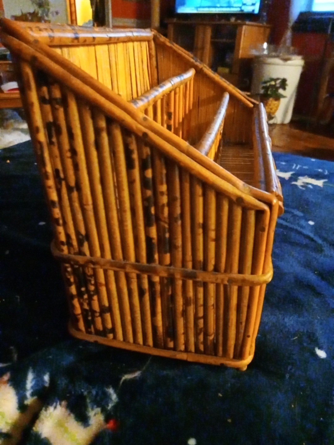 Vintage Bamboo Rattan Desk Mail Letter Holder Organizer