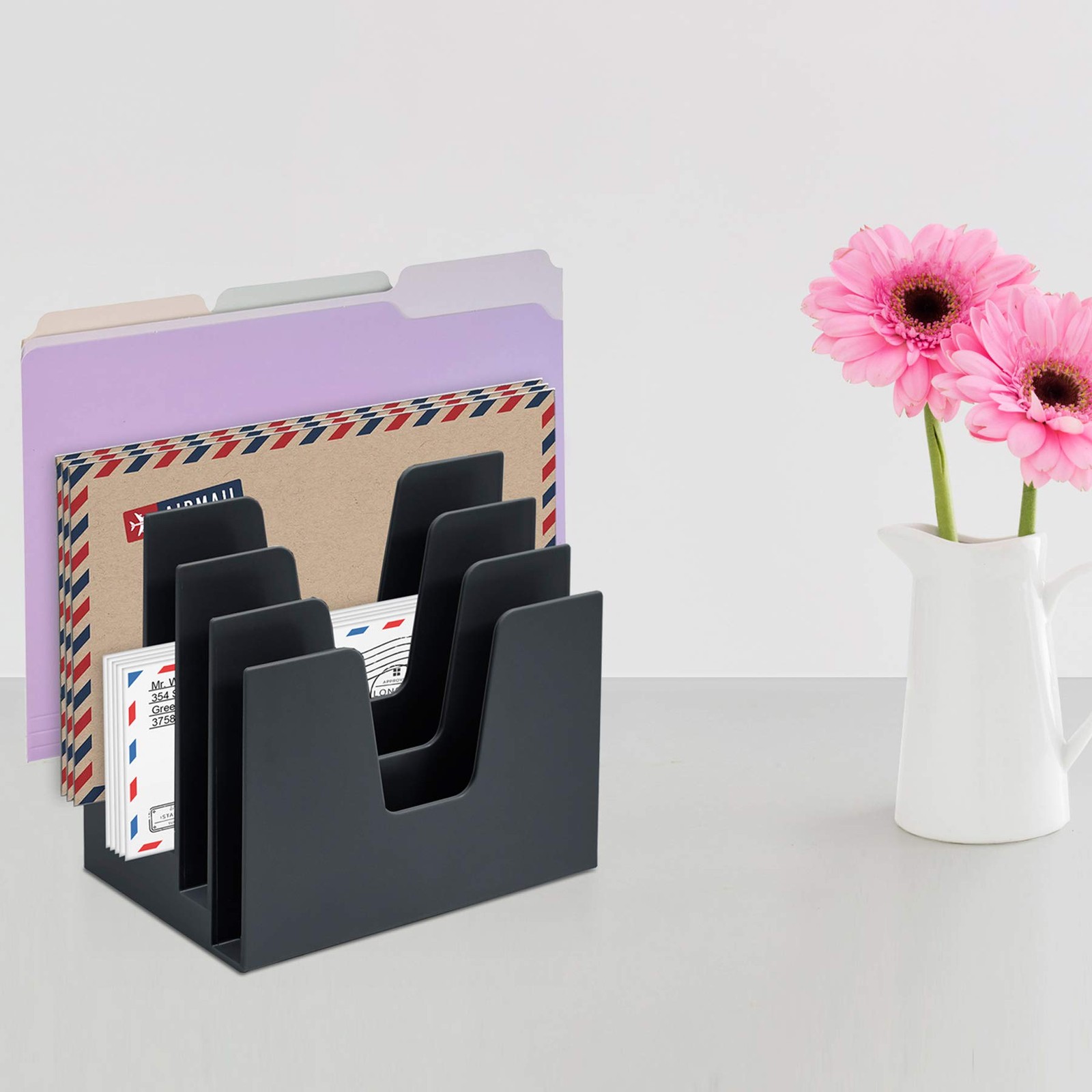 5 Section Incline File Sorter Organizer Mail Folder Letter Desk Organizer Rack F